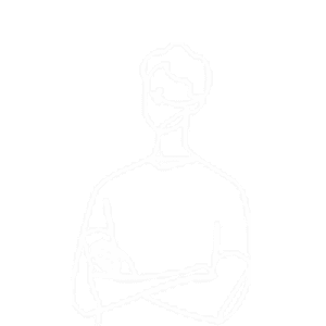 腕を組んで立っている人物の線画イラスト